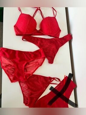 Victoria's Secret Red Lace Bra Set